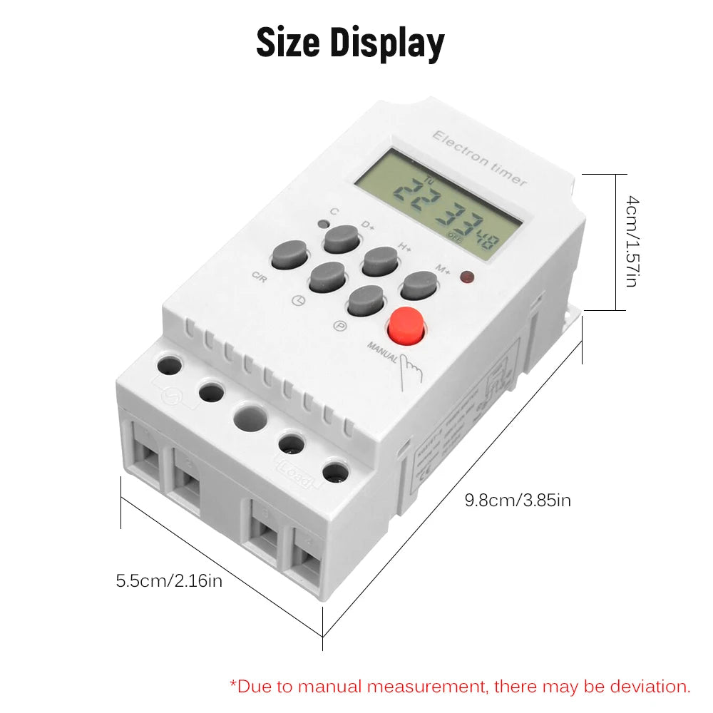 AC 220V 25A Digital Programmable DIN Rail Timer Switch LCD
