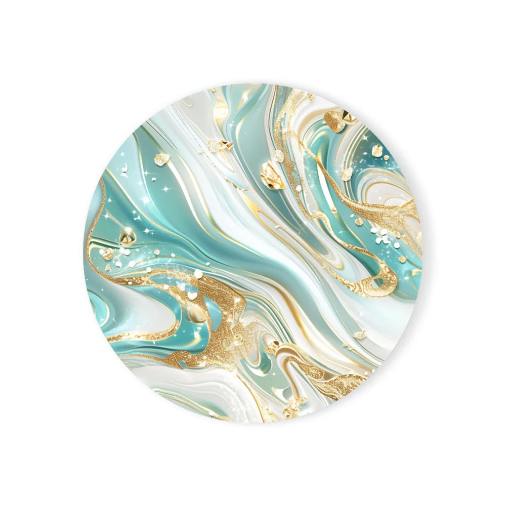 Watercolor Abstract Ceramic Coaster with Cork Base | Round
