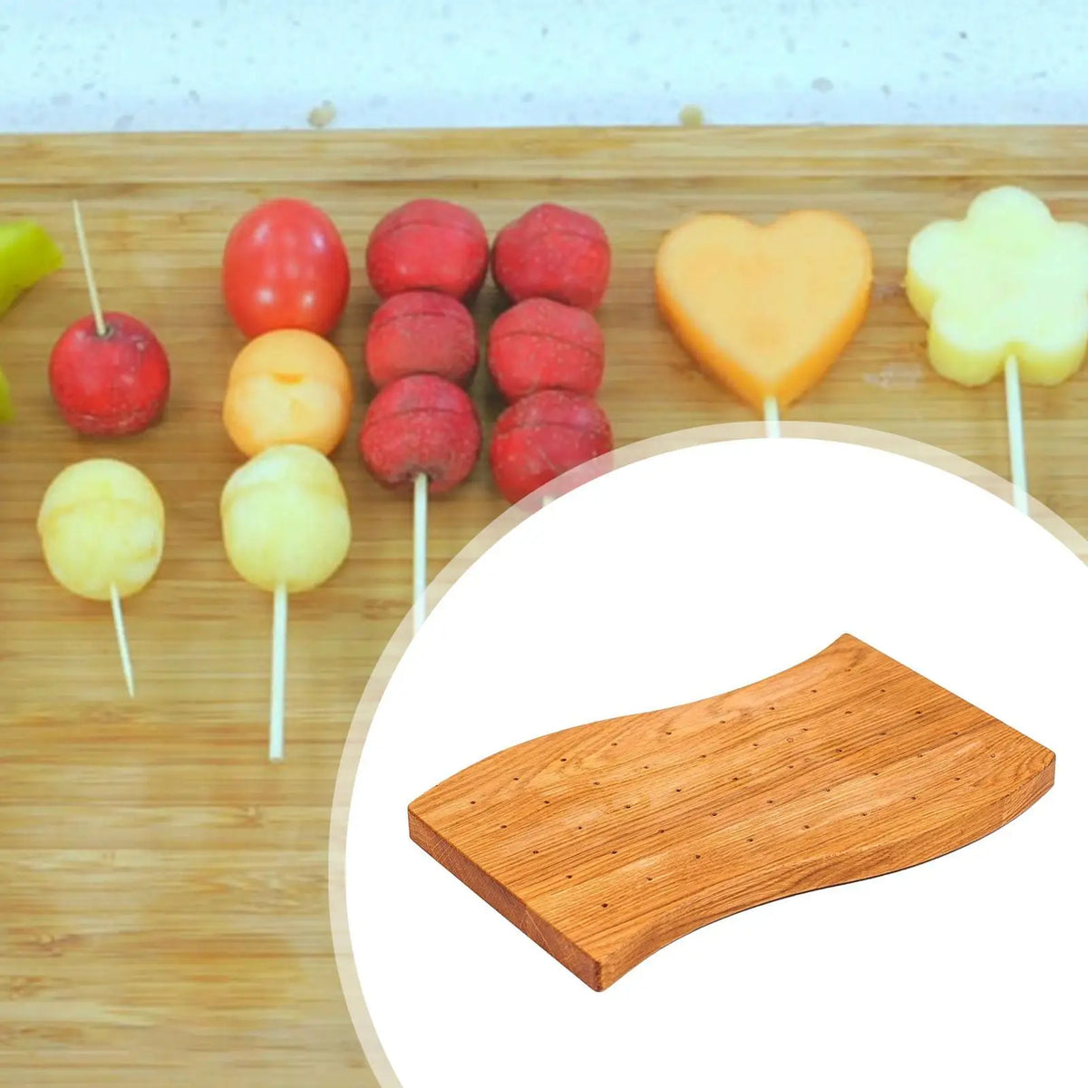 Wooden Food Skewer Holder – 45-Hole Kabob & Party Pick Stand