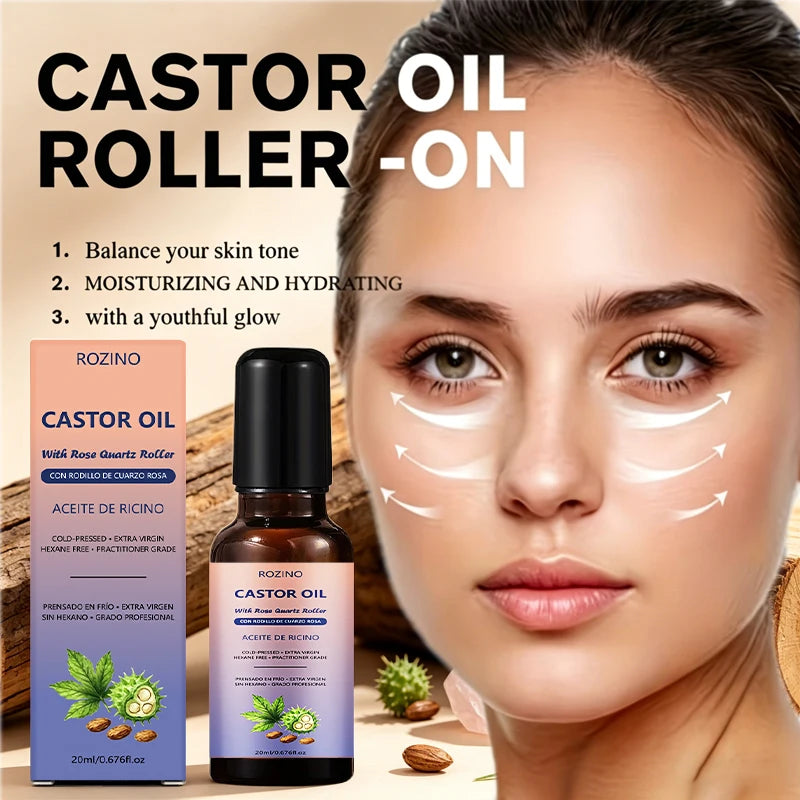 ROZINO Cold-Pressed Castor Oil Roller – Lash, Brow & Scalp