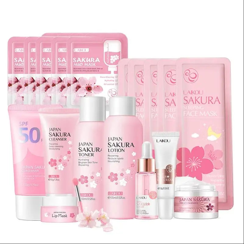 LAIKOU Sakura Skincare Set – Cleanser, Serum, Toner & SPF