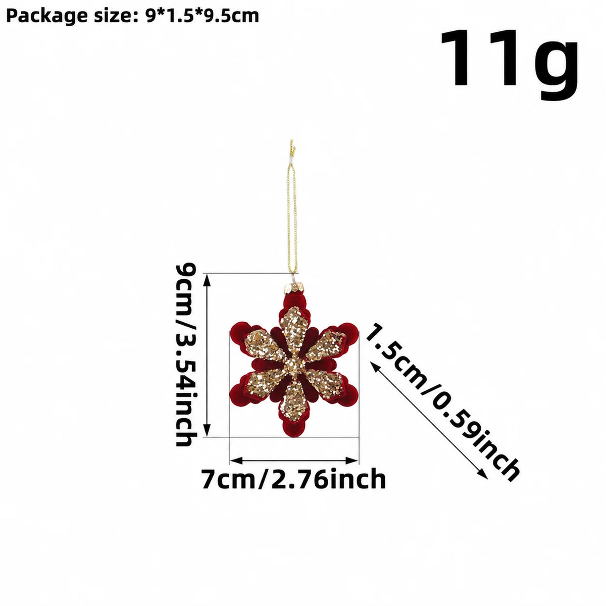 Vintage Flocked Christmas Ornaments – 10-Piece Burgundy Set