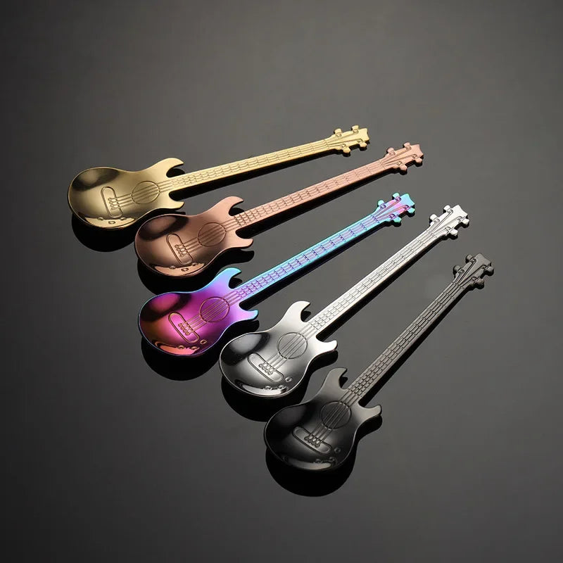 Guitar Shaped Stainless Steel Coffee Spoons | Set of 1 or 5