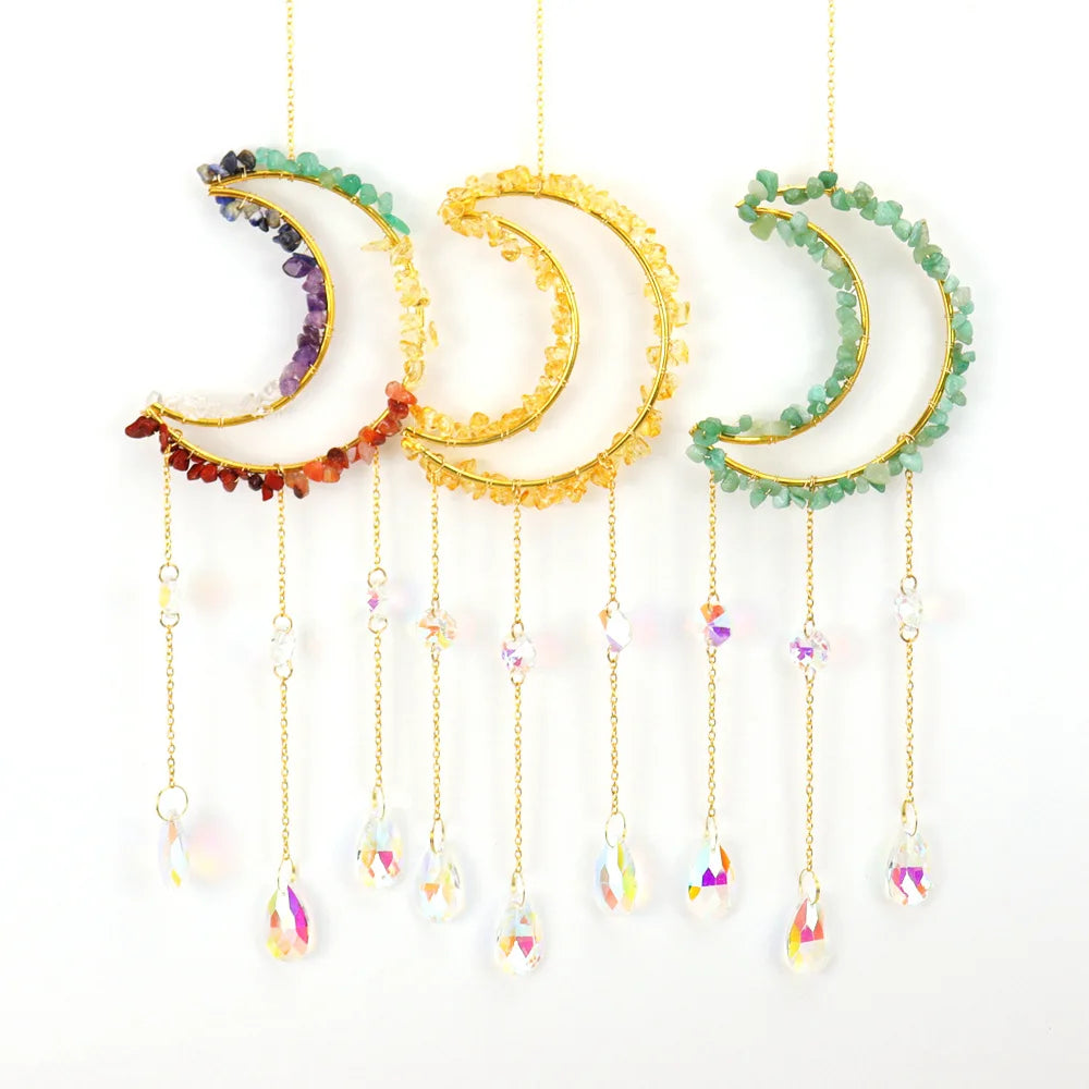 Moon Crystal Suncatcher – Rainbow Hanging Window Decor