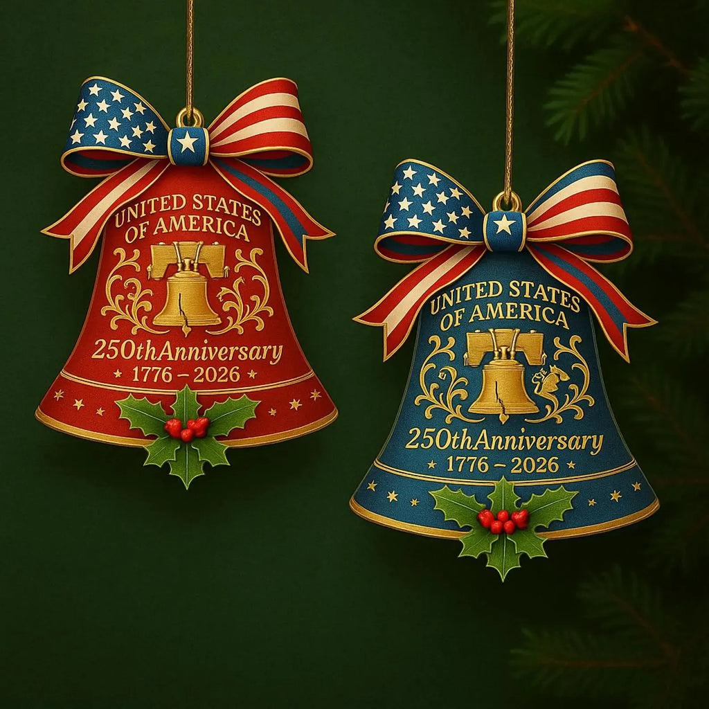 USA 250th Anniversary Bell Ornament | Patriotic Acrylic Decor