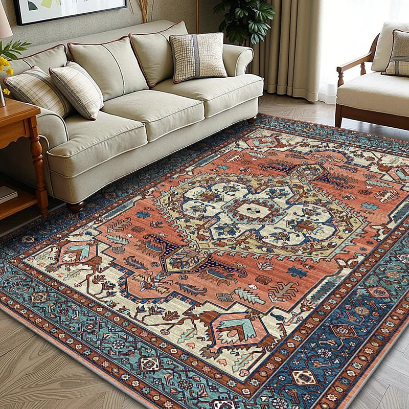 RAKKS Boho Floral Crystal Velvet Area Rug – Anti-Slip Carpet