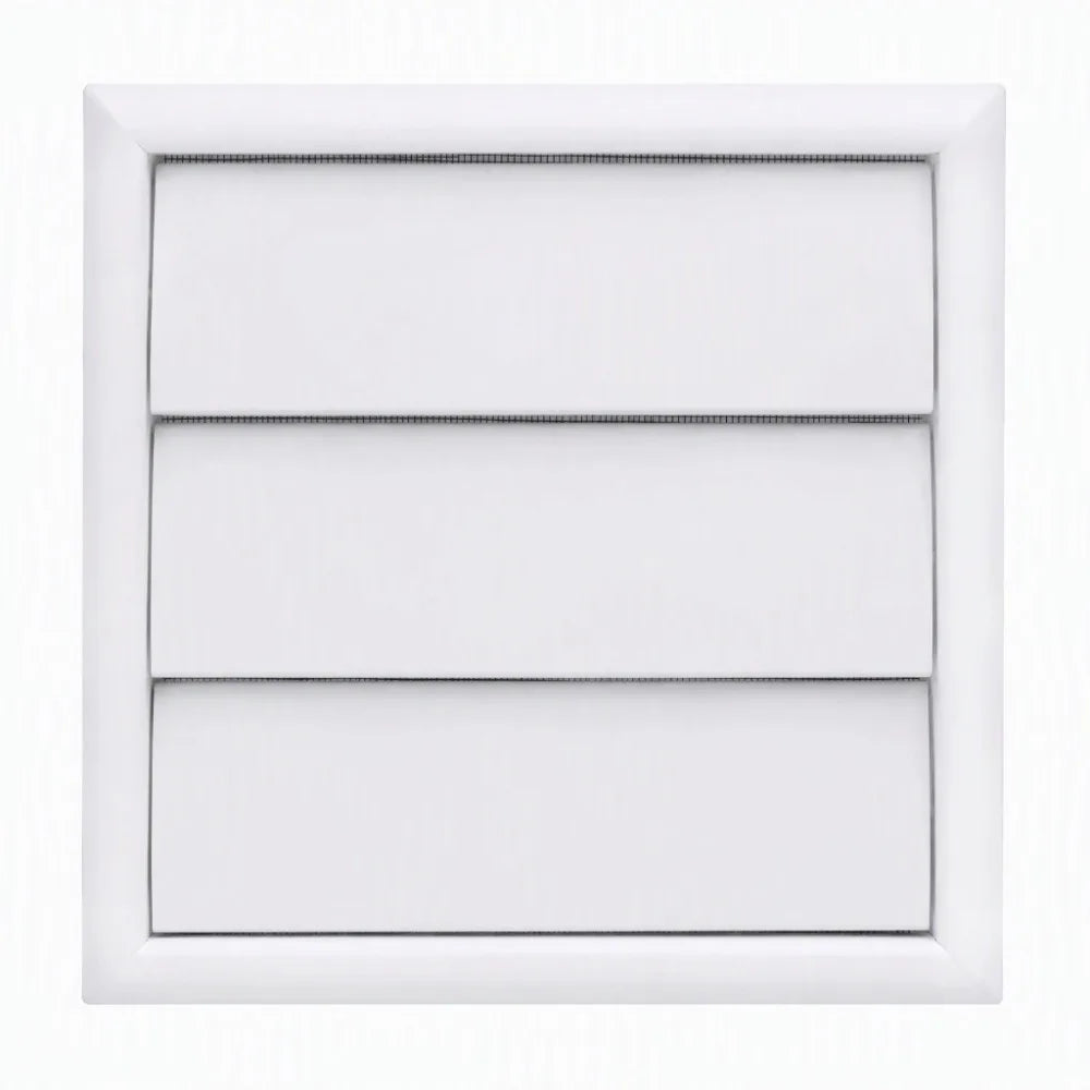 6-Inch Louvered Wall Vent Grille with Fly Screen – White
