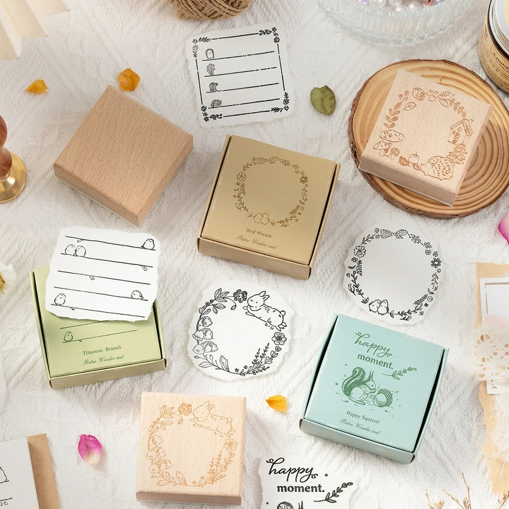 Retro Forest Wooden Rubber Stamp – DIY Scrapbooking & Cards