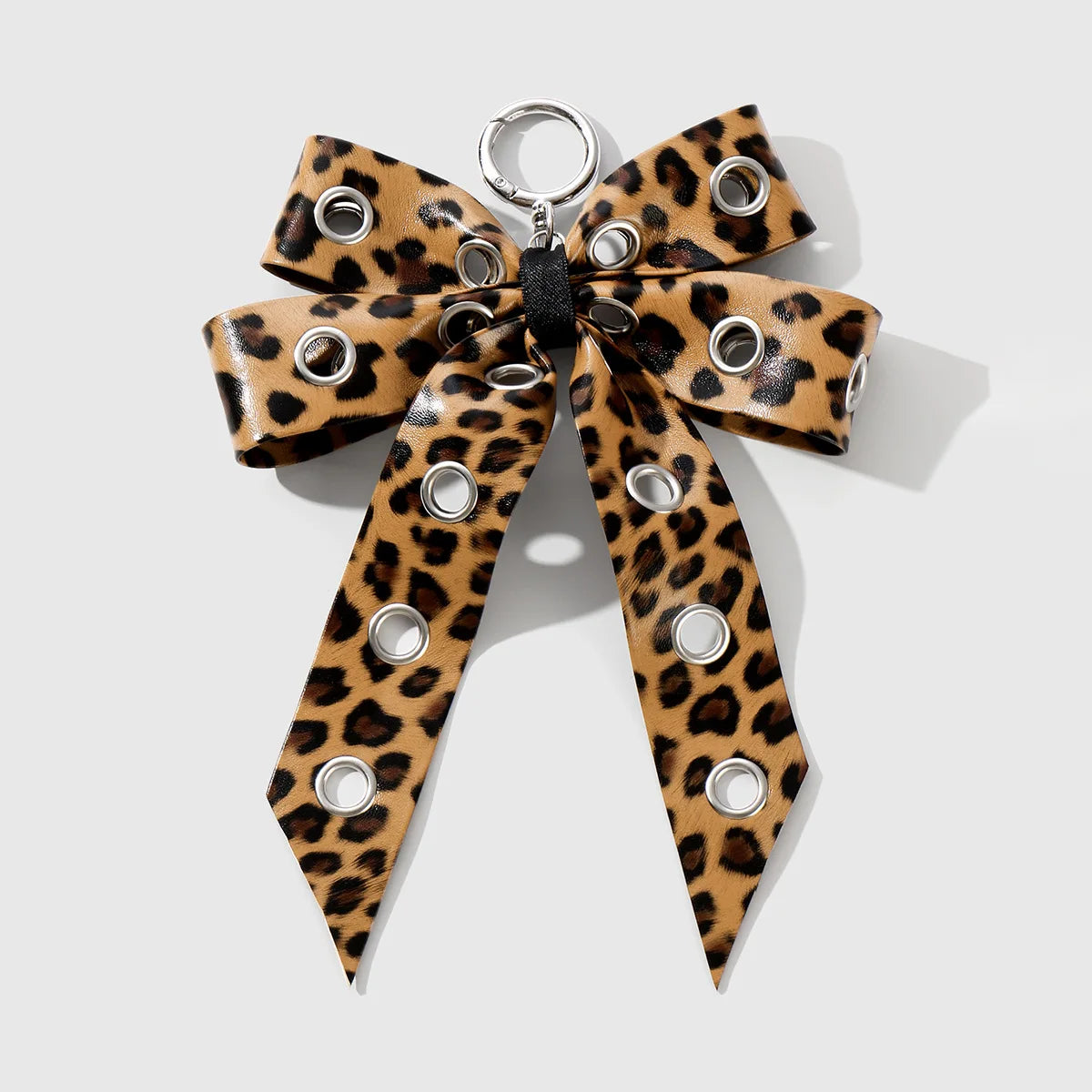 Y2K Punk Bow Bag Charm Keychain – Leopard & Cow Print