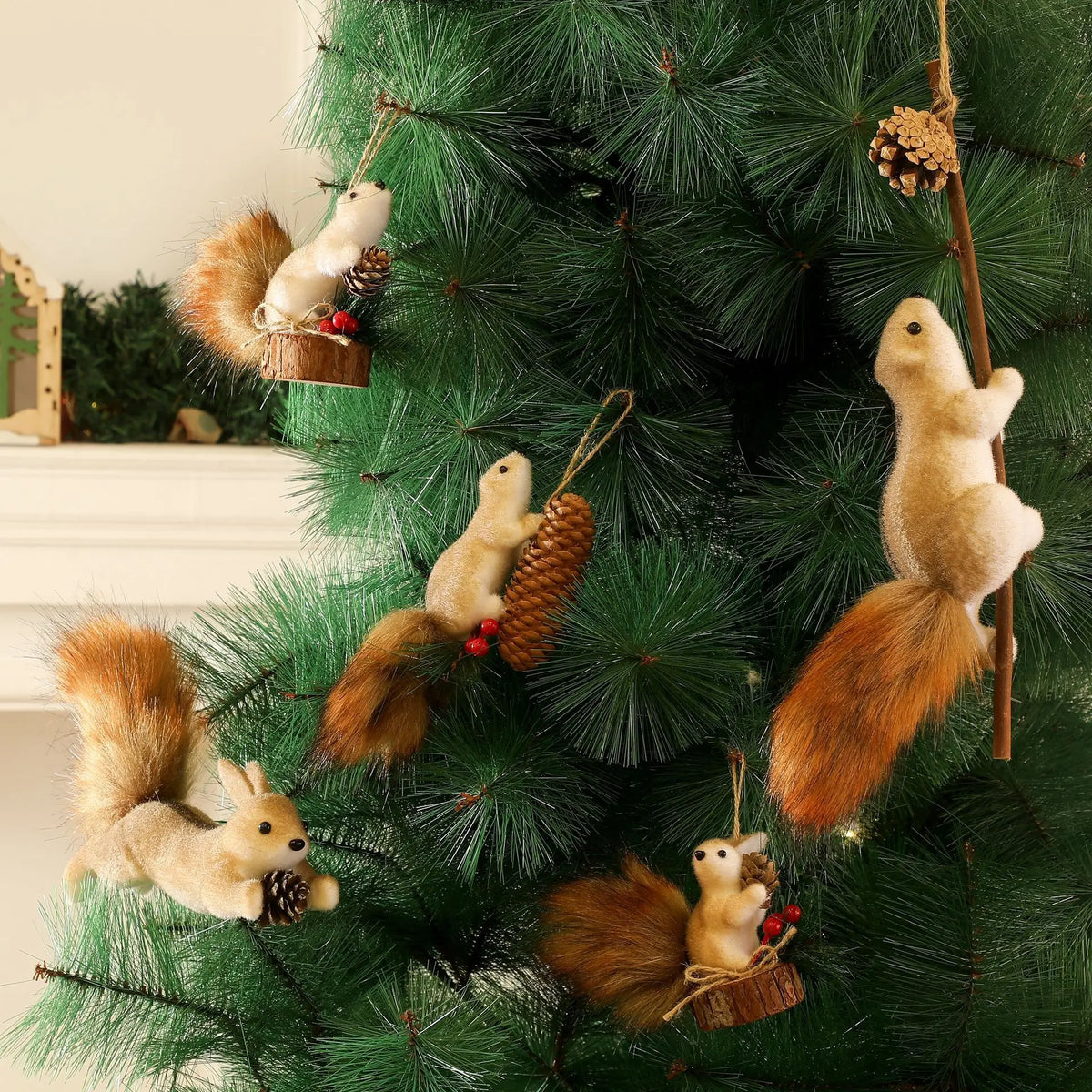 Squirrel Plush Christmas Ornament – Woodland Holiday Décor