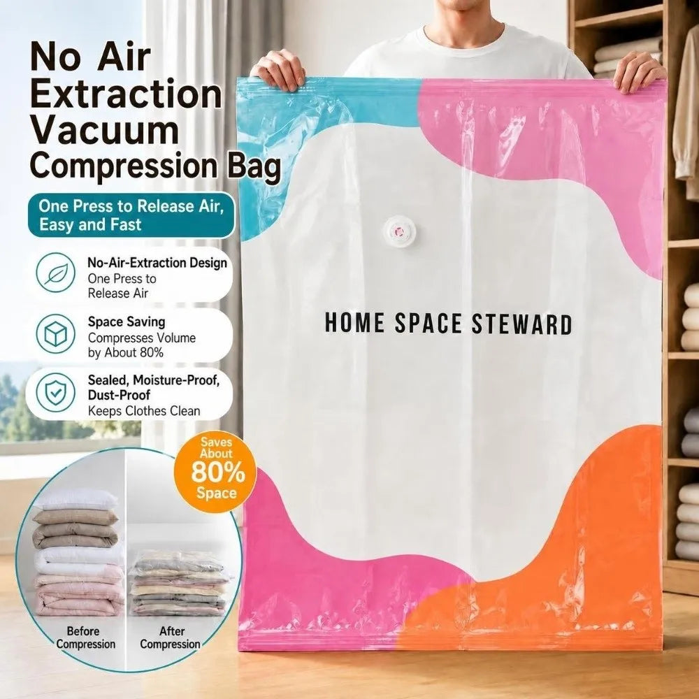 No-Pump Vacuum Storage Bag | Large Press & Seal Compression