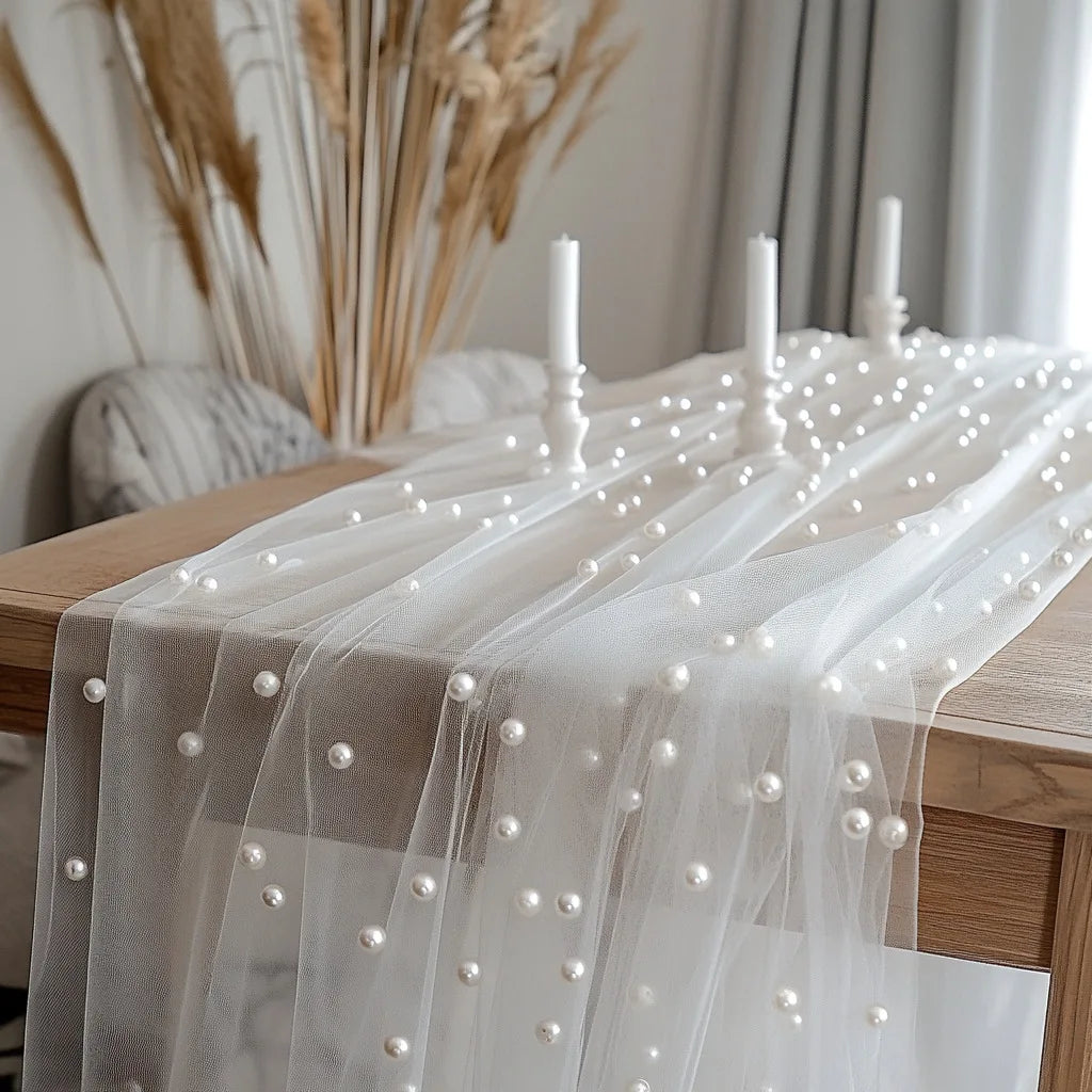 Pearl Tulle Fabric – Soft Mesh Yarn for Weddings & DIY Decor