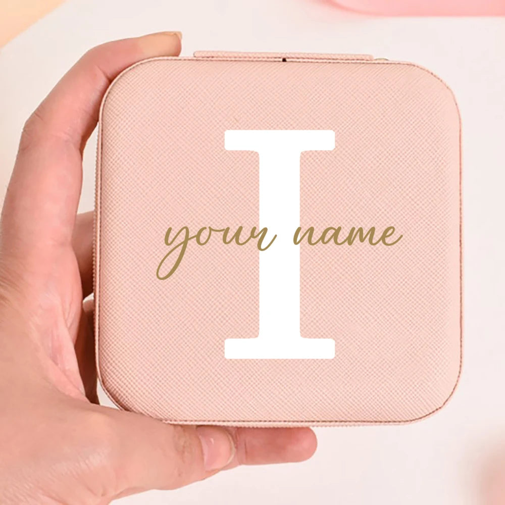 Personalized Faux Leather Jewelry Box – Custom Name & Initial