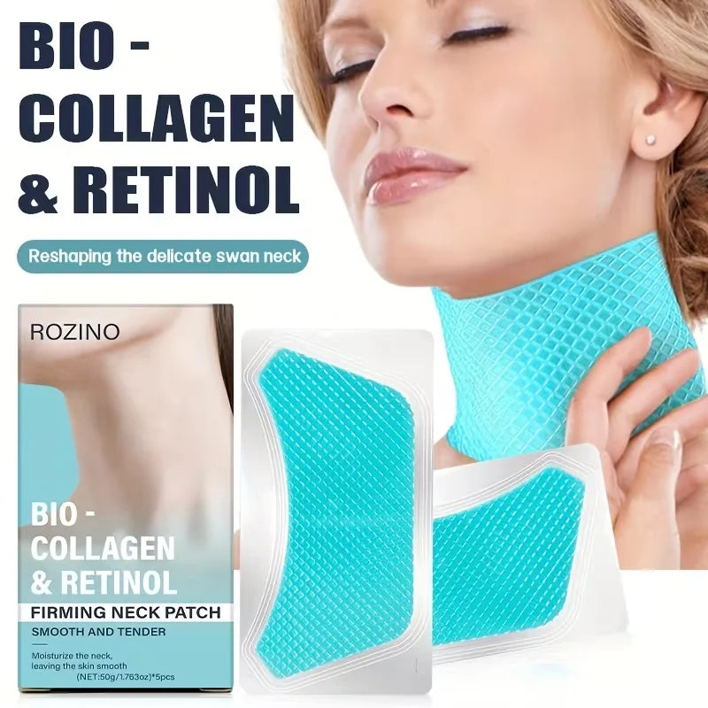 ROZINO Bio-Collagen Neck Lifting Gel Mask Patches – 5-Pack