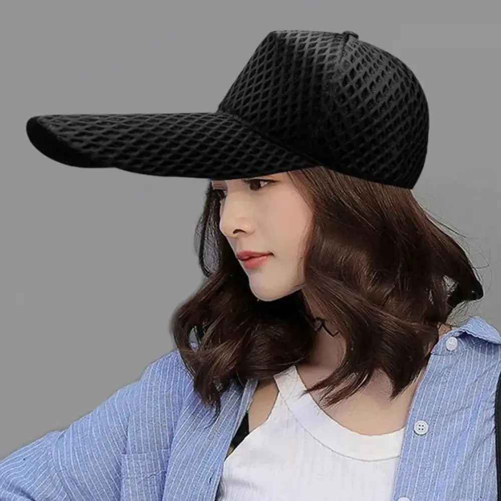 14cm Long Brim Oversized Trucker Cap – Mesh Sun Hat