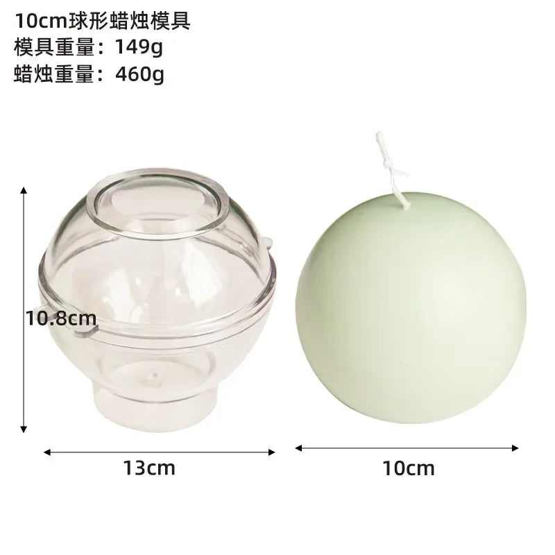 Spherical Candle Mold Kit – 5–10cm Round Ball Acrylic Molds