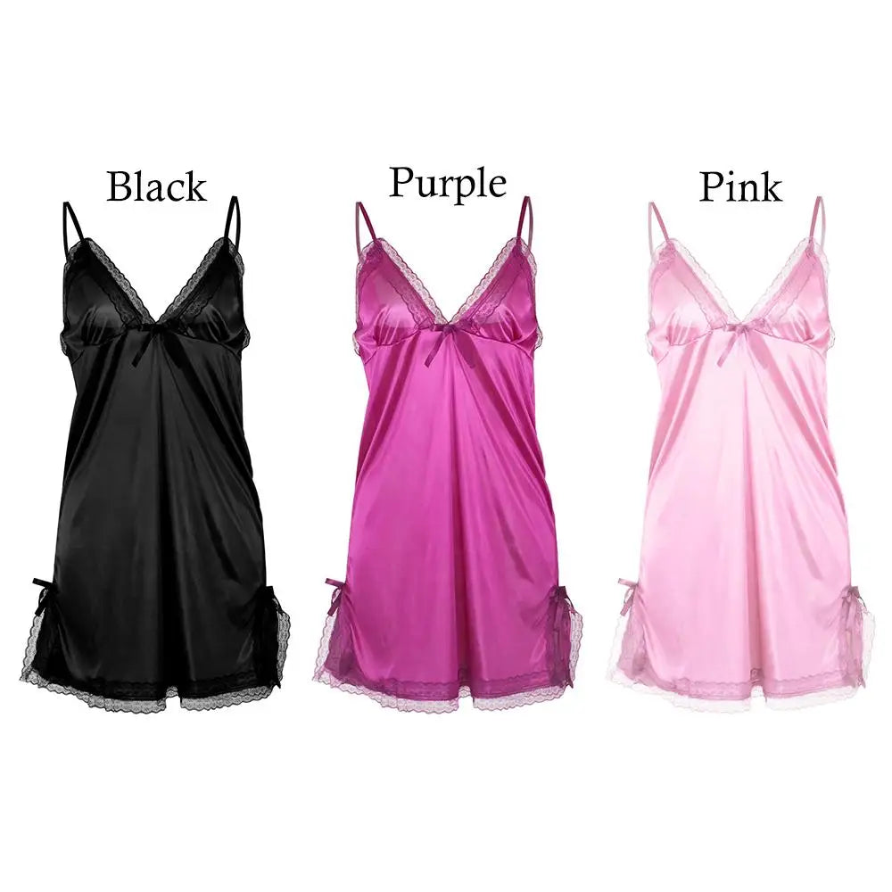 Lace Camisole Bowknot Patchwork Nightgown – Women's Nightwear