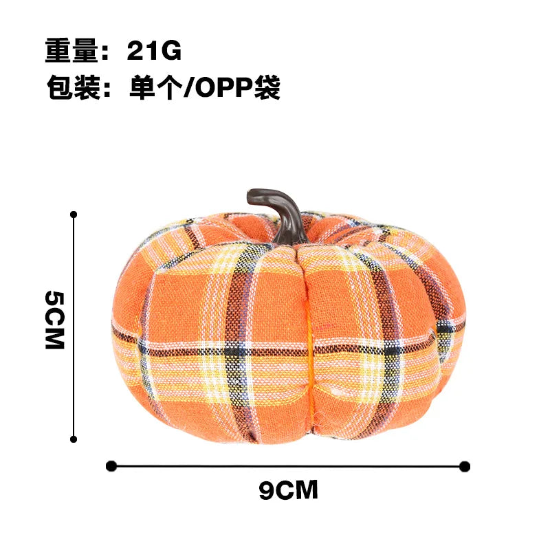 Plaid Fabric Mini Pumpkin Decor – Rustic Fall & Halloween Ornament