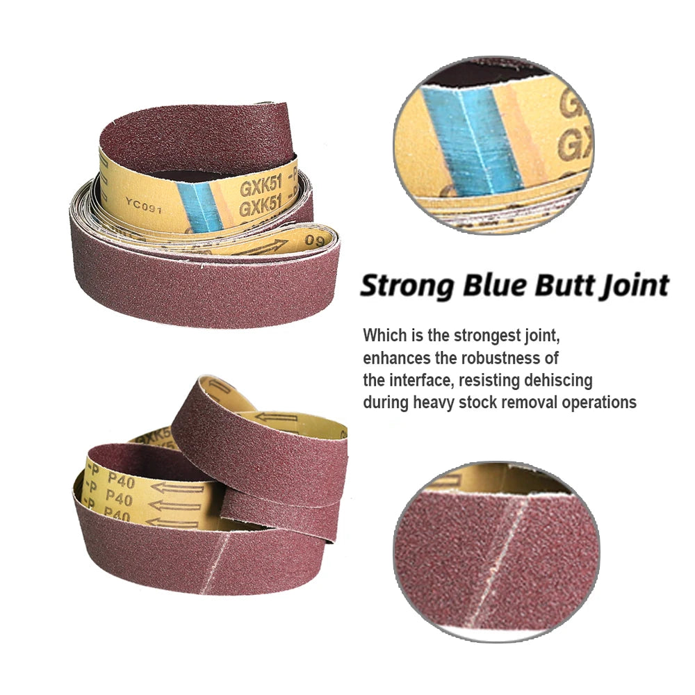 10-Pack AO Sanding Belts 2"x63" for Wood & Metal Grinding