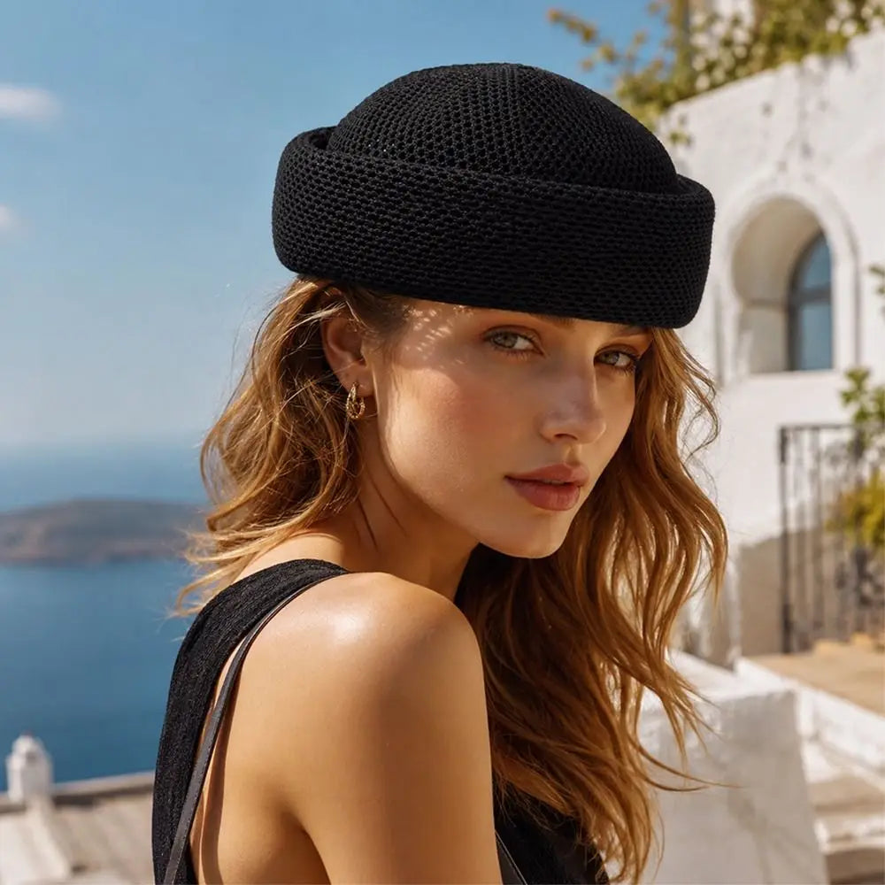 Retro Hard Beret Painter Hat – Breathable Women's Sun Cap