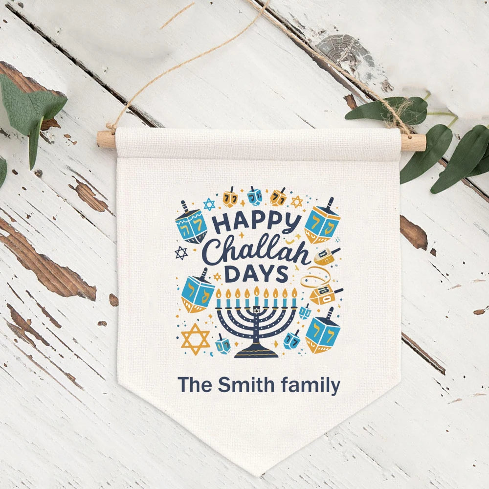 Personalized Family Name Hanukkah Menorah Banner | Wall Décor