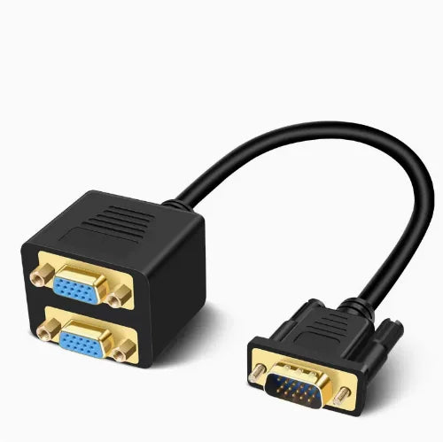 VGA Splitter Cable 1 Male to 2 Female – Dual Monitor Adapter