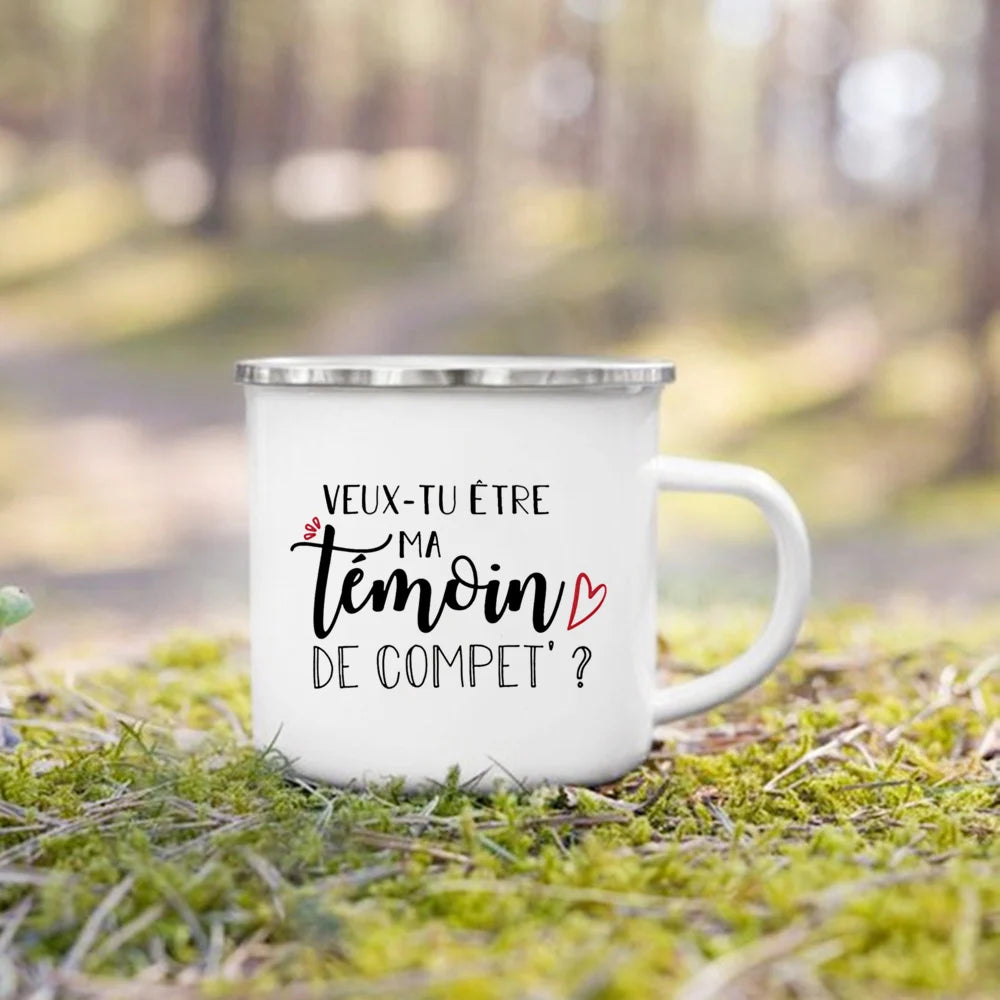 Wedding Witness Enamel Mug – Bridesmaid & Best Man Gift