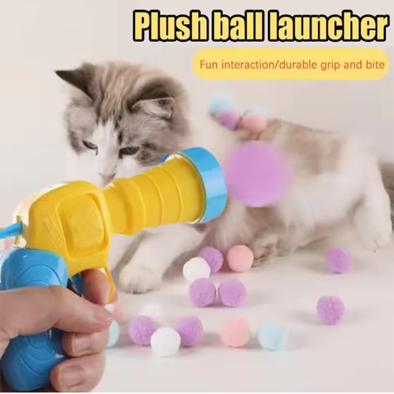 Interactive Cat Ball Launcher Toy – Plush Bounce Balls 10–100 Pcs