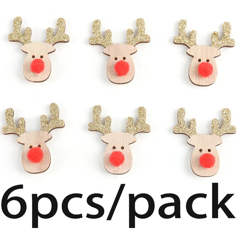 Sparkling Pink Nose Elk Christmas Ornaments – 6-Piece Set