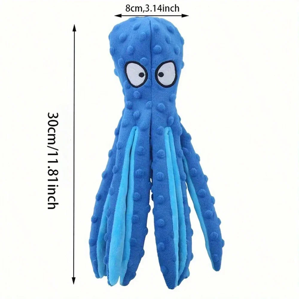 Octopus Squeaky Dog Toy – No Stuffing Crinkle Plush Chew Toy