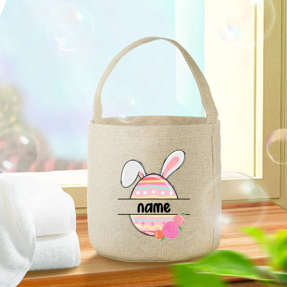 Personalized Easter Bunny Linen Tote Bag – Kids Gift Bag