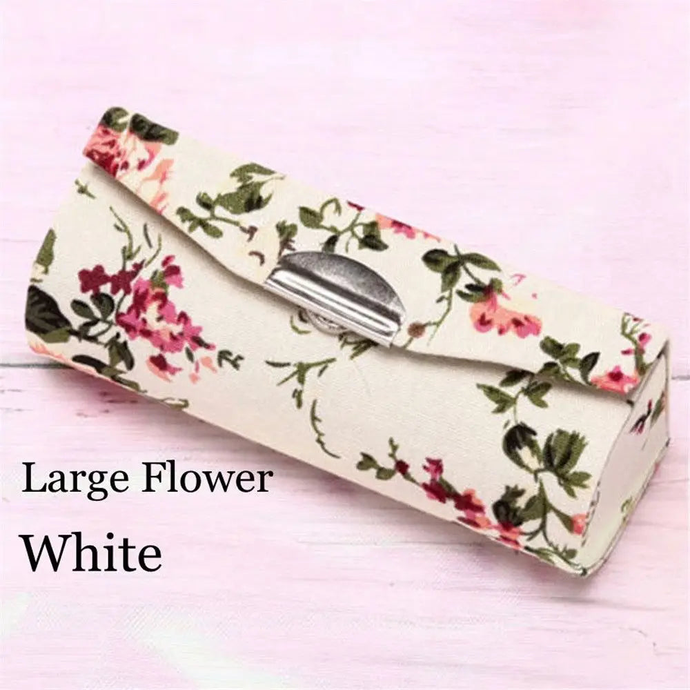 Retro Embroidered Flower Lipstick Case with Mirror | Jewelry Box