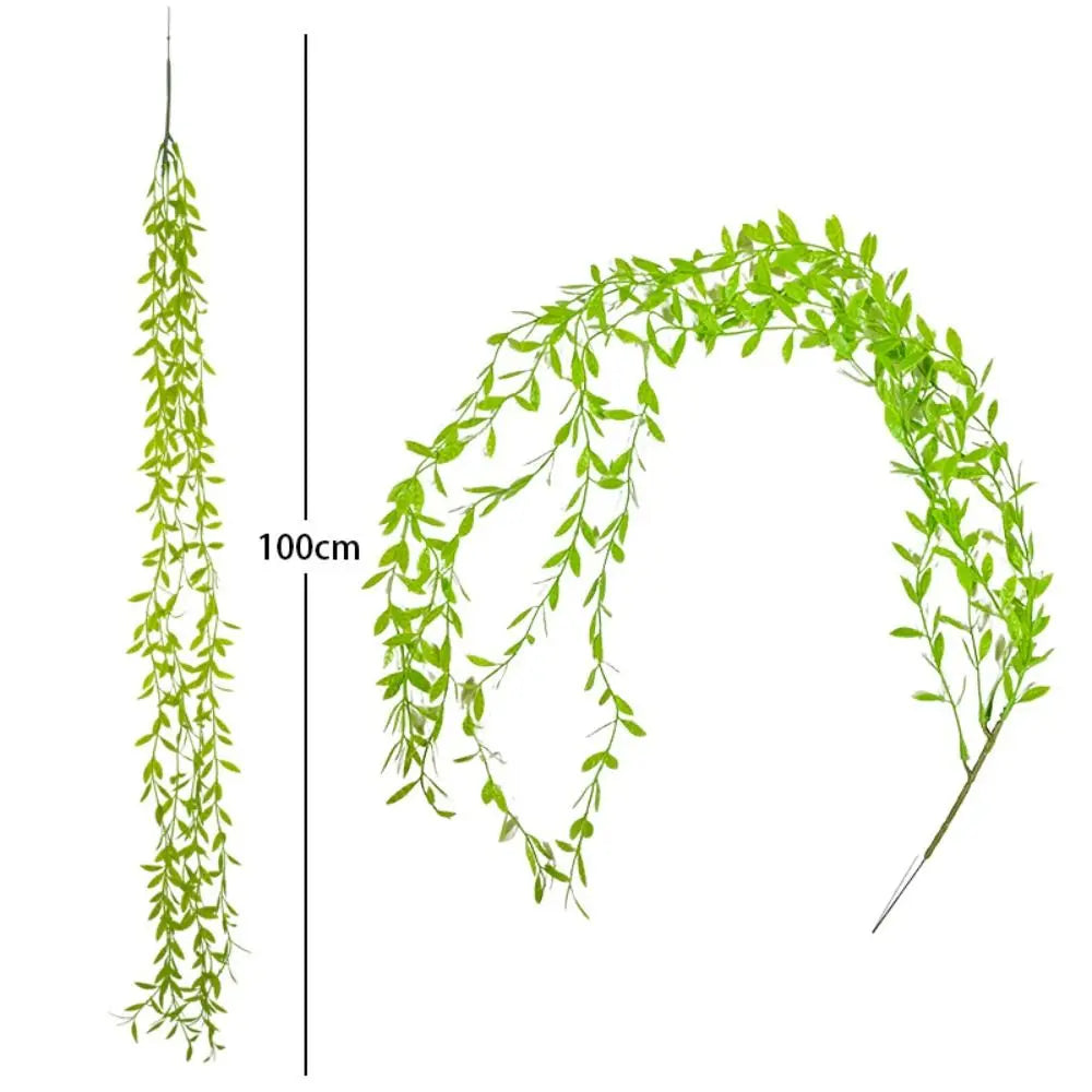 Artificial Rattan Hanging Vine – Green Leaf Wall Decor
