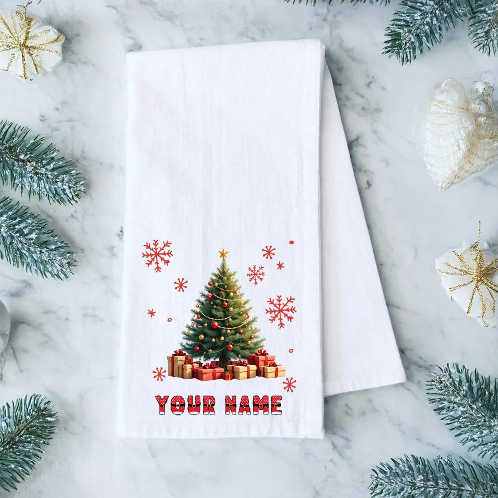 Personalized Christmas Tea Towel – Festive Holiday Kitchen Gift
