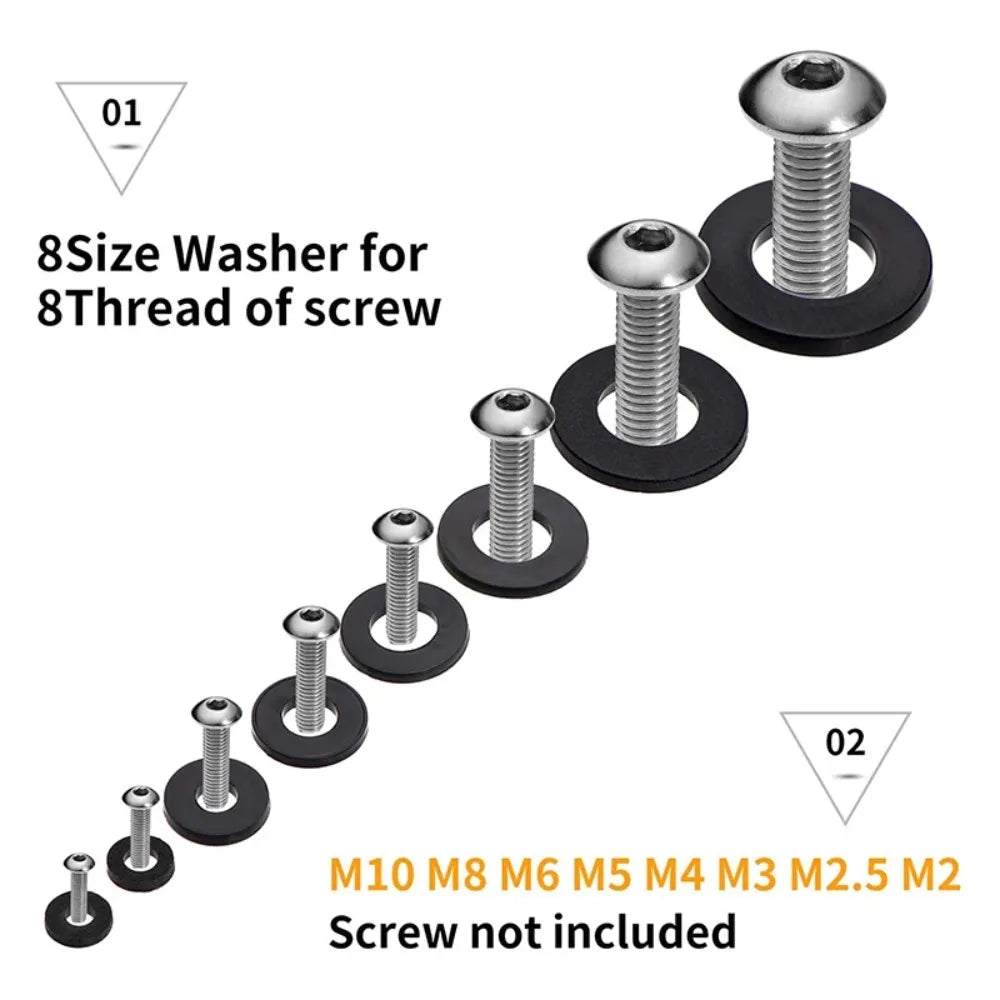 500pcs Nylon Flat Washer Set – 8 Sizes M2–M10 Assortment