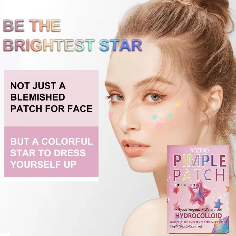ROZINO Star Hydrocolloid Acne Patches 840/1680 Pcs – 7 Colors