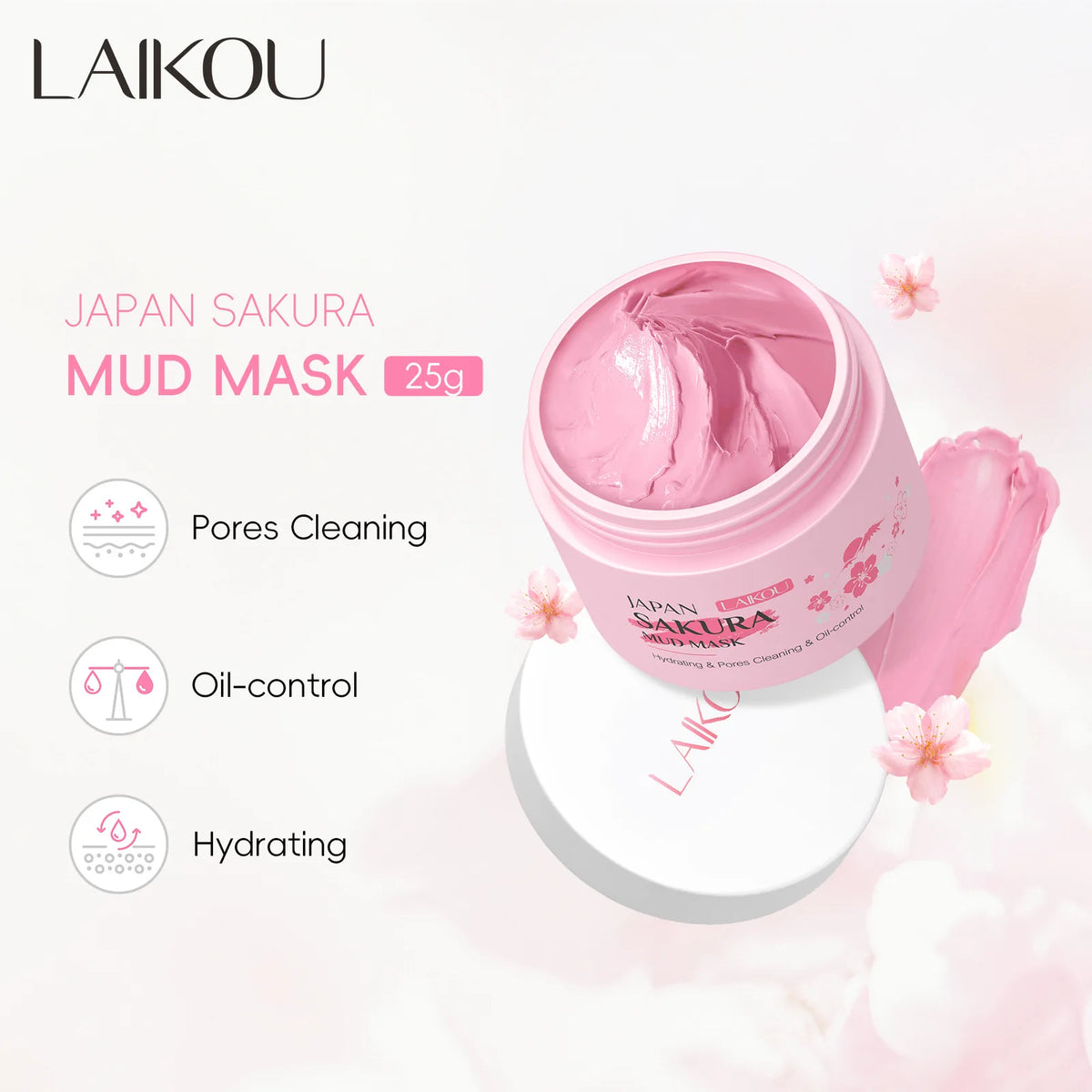 LAIKOU Sakura Mud Face Mask – Oil Control & Pore Minimizing