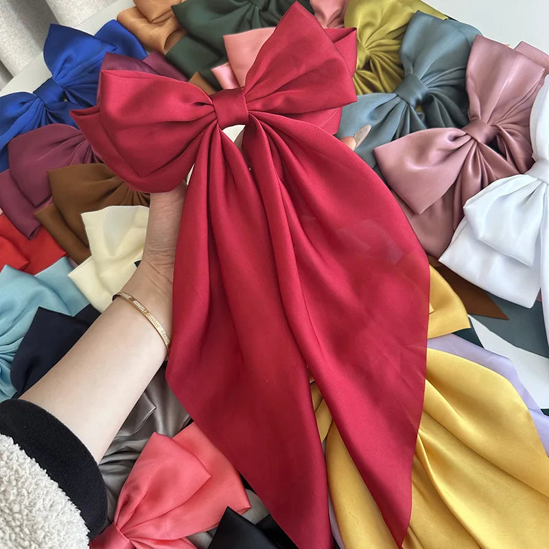 Bow Ribbon Hair Clip – Handmade Satin Barrette for Women & Girls