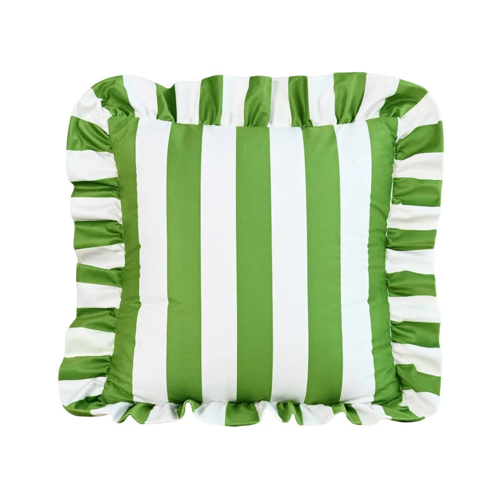Velvet Striped Pillowcase Lotus Leaf Edge | 18x18 Home Decor