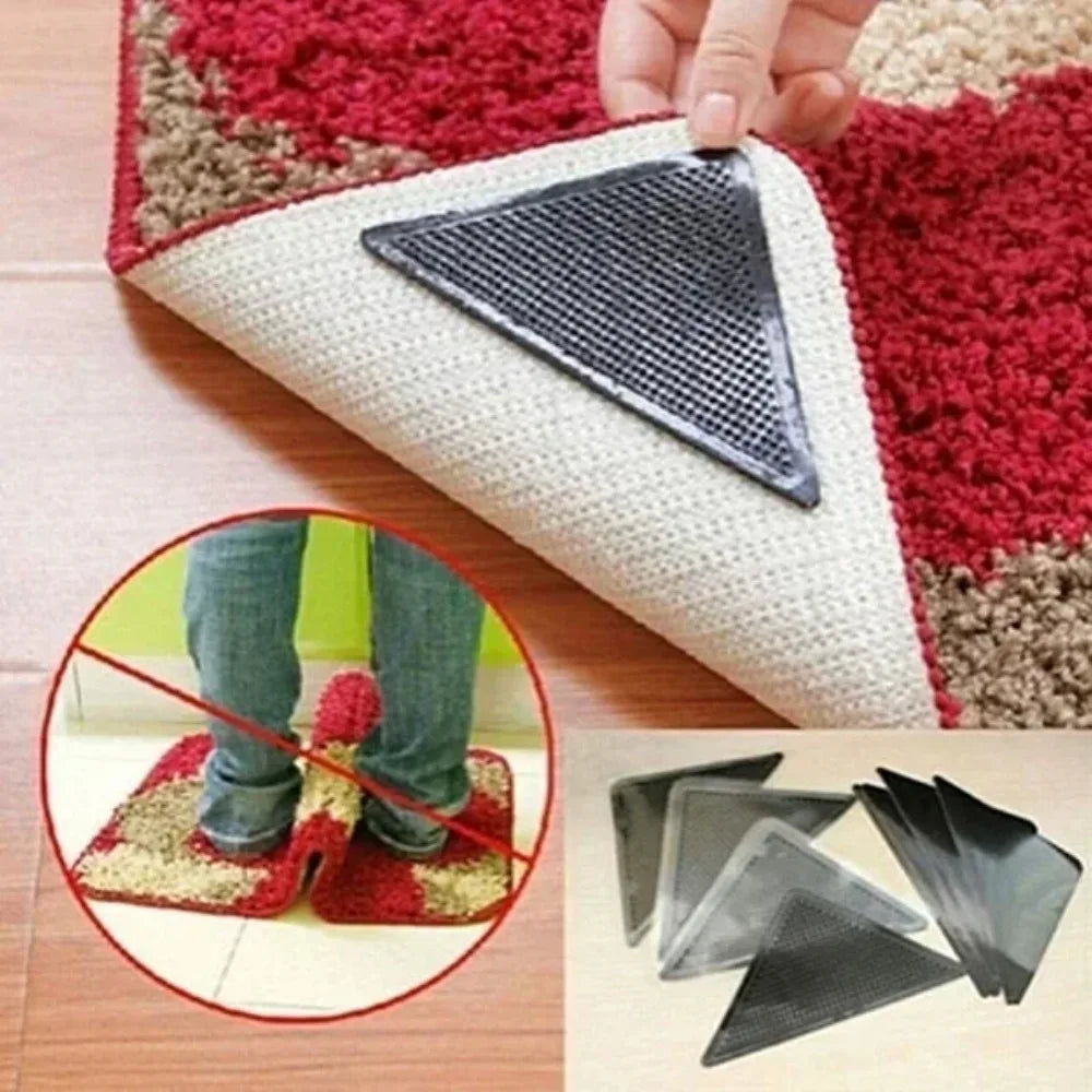 4-Pack Anti-Slip Rug Corner Pads – Strong Grip, Reusable
