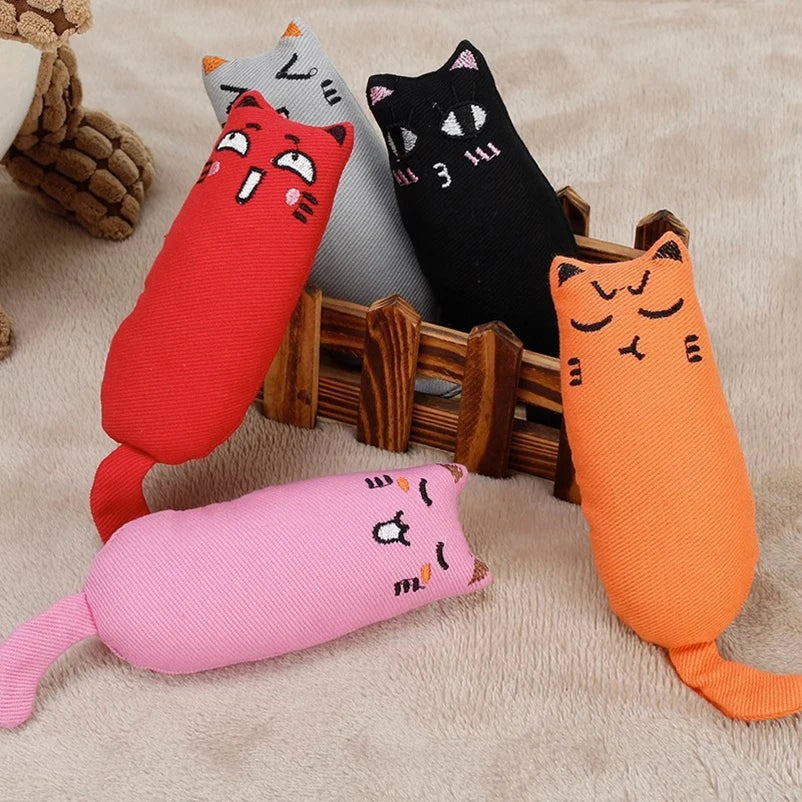Soft Plush Catnip Thumb Pillow Toy – Interactive Cat Teether