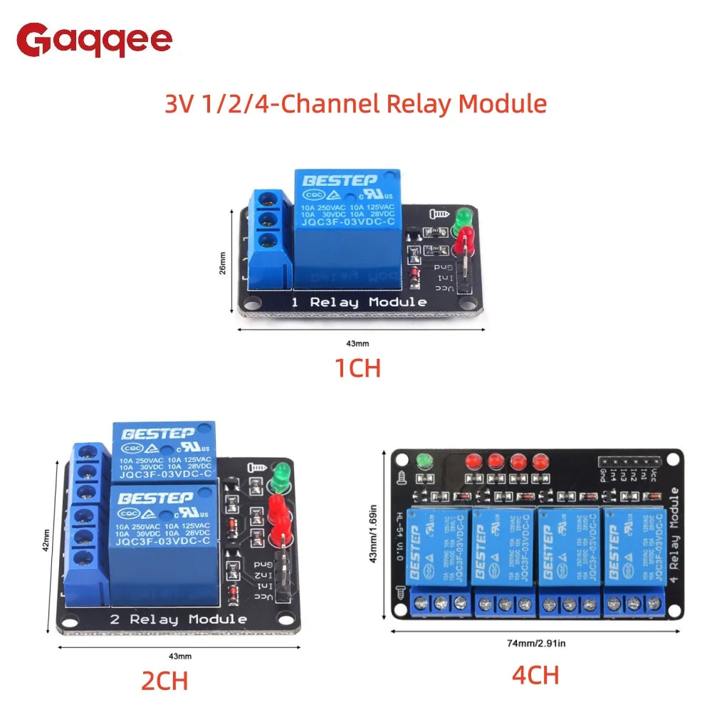 3V 1/2/4-Channel Relay Module Low-Level Trigger for Arduino