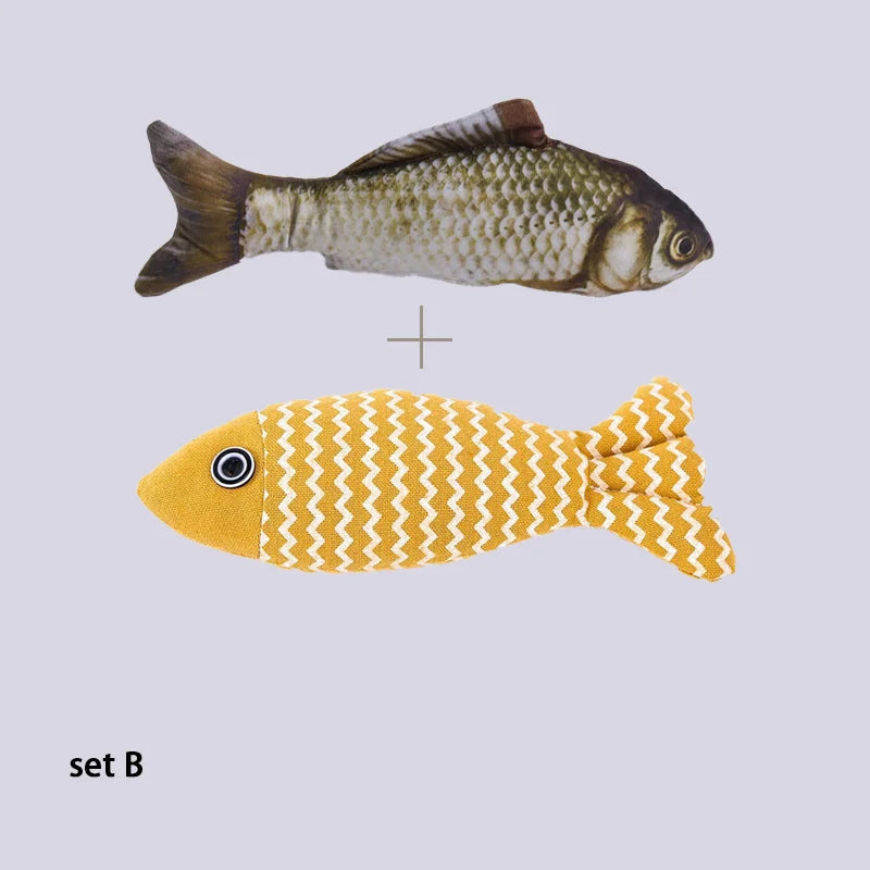 Catnip Plush Fish Toy – Soft Linen Chew Toy for Cats