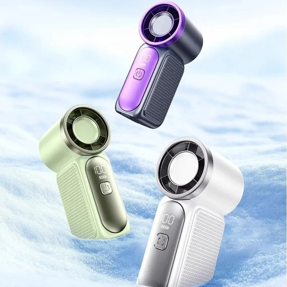 Portable Mini Handheld Fan – USB Rechargeable, LED Display