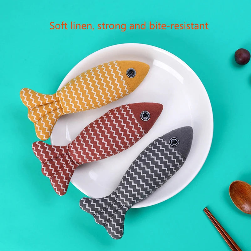 Linen Simulation Fish Cat Toy – Teeth Grinding & Boredom Buster