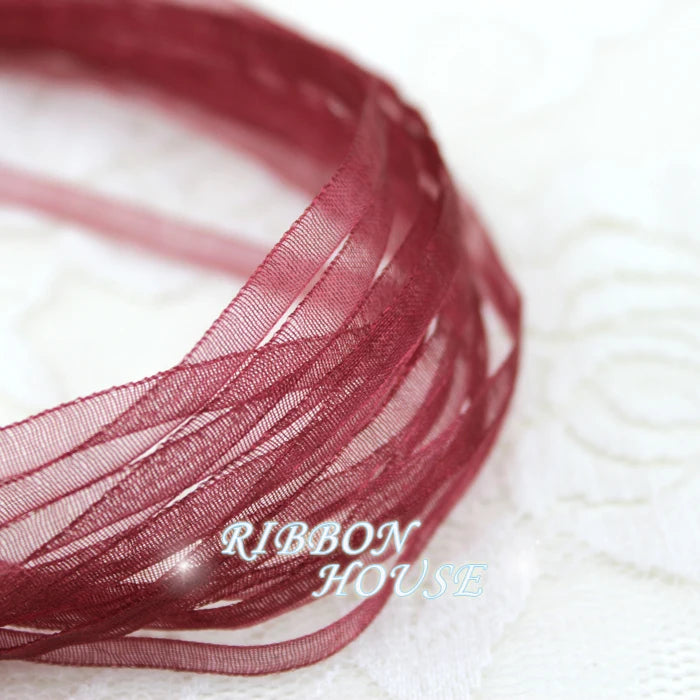 Wine Red 3mm Organza Ribbon – 40 Meters Gift & Craft Ribbon