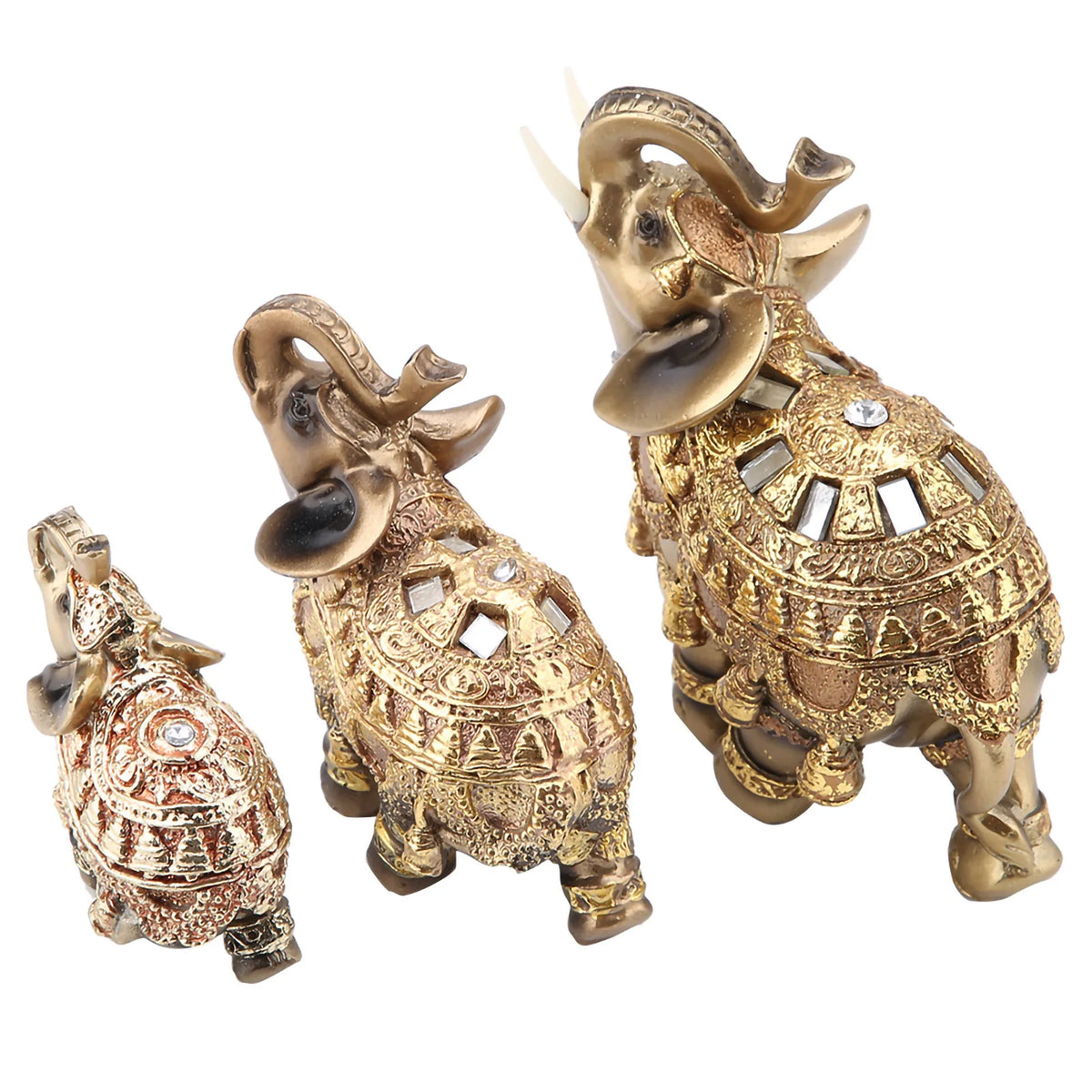 Golden Feng Shui Elephant Statue – Lucky Wealth Figurine