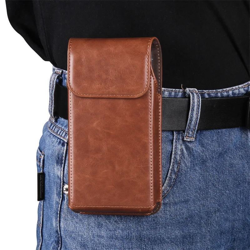 Crazy Horse PU Leather Belt Clip Phone Pouch | Universal Fit