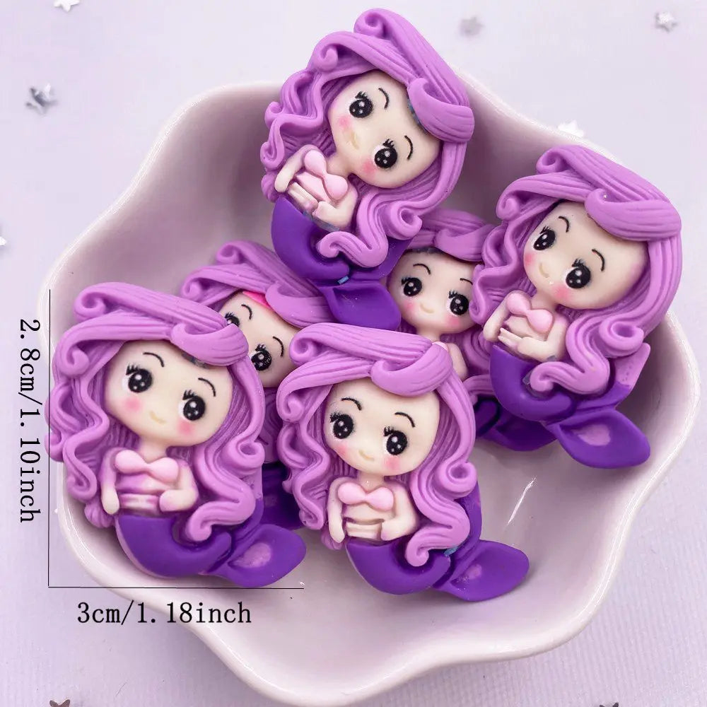 Kawaii Mermaid Princess Resin Flatback Figurines 10PCS | DIY Crafts