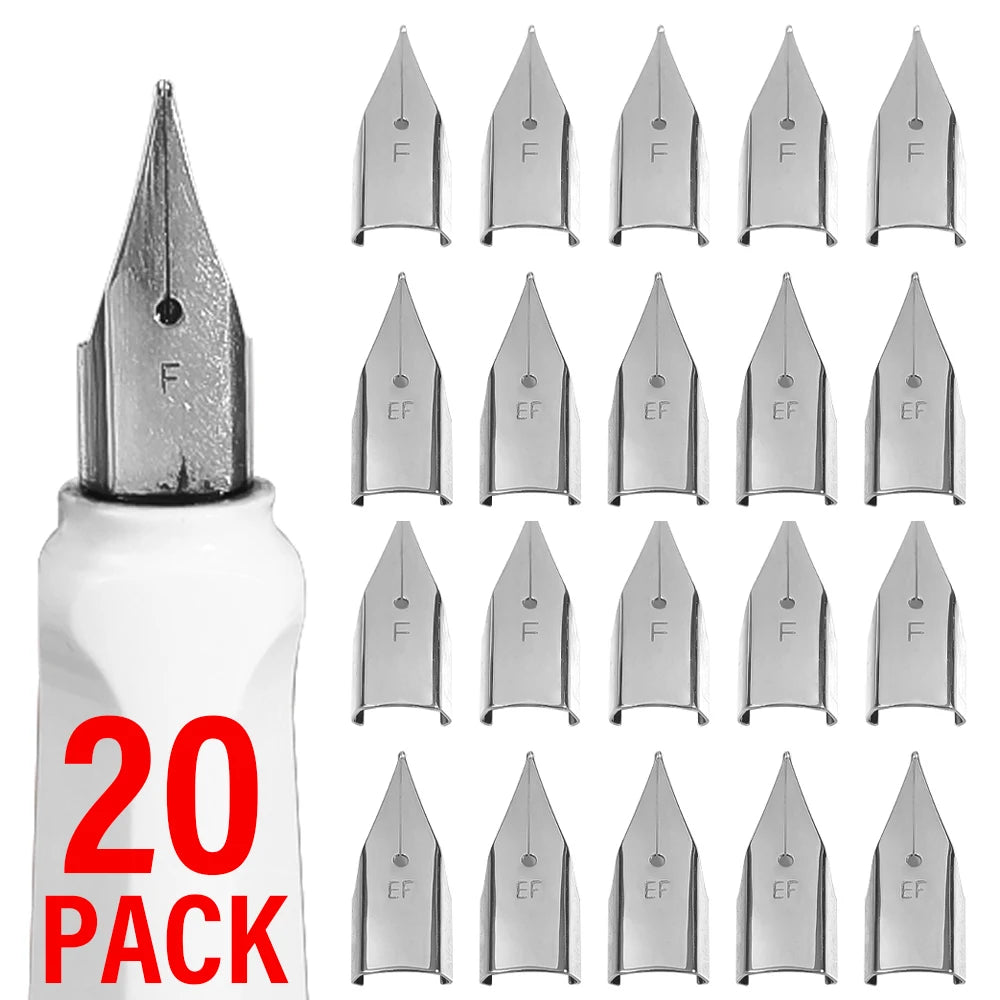 Fountain Pen Replacement Nibs EF 0.38mm & F 0.5mm – 5/10/20 Pack